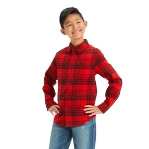 🎯 Cat & Jack™ Boys' Size 8 Long Sleeve Flannel Button-Down Shirt